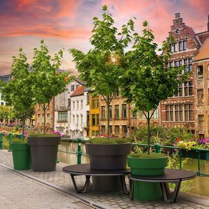 public bench with integrated planter