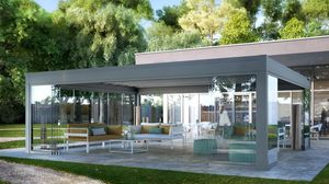 self-supporting pergola / wall-mounted / aluminum / extruded aluminum
