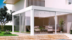 self-supporting pergola / wall-mounted / aluminum / polycarbonate