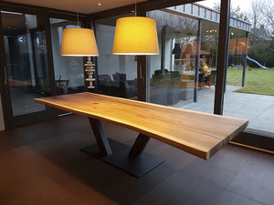 contemporary dining table / solid wood / matte lacquered wood / rectangular