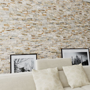 natural stone wall cladding panel / interior / textured / stone look