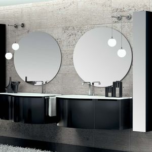 wall-hung washbasin cabinet / lacquered wood / contemporary / kit