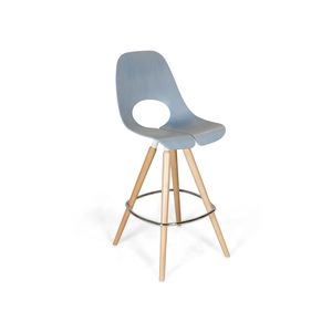 contemporary bar chair / with footrest / sled base / wooden