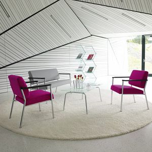 contemporary sofa / fabric / leather / metal