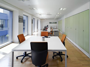 contemporary boardroom table / ABS / melamine / steel