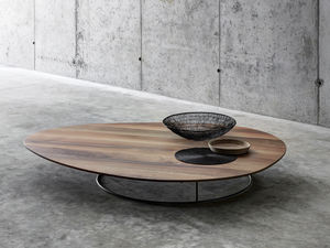 contemporary coffee table / walnut / chestnut / oval