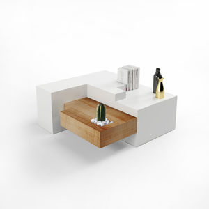 original design coffee table / lacquered MDF / natural oak / contract