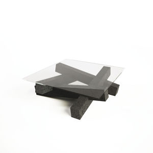 contemporary coffee table / fir / crystal / square