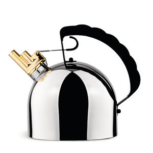 polished stainless steel kettle / polyamide / brass / by Richard Sapper