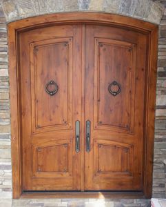 entry door / swing / wooden / arched