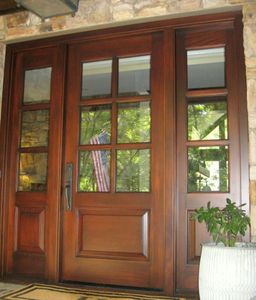 entry door / swing / wooden / for public buildings