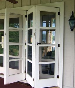 interior door / folding / wooden / glazed