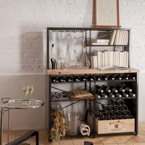 painted steel wine cabinet / hardwood