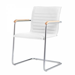 Bauhaus design visitor chair / with armrests / upholstered / cantilever