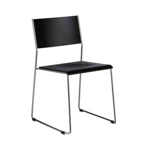 contemporary conference chair / upholstered / with armrests / sled base