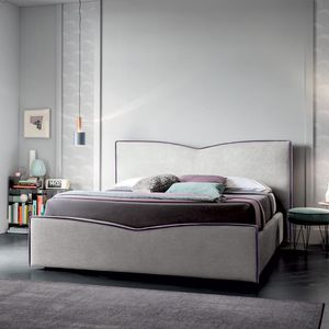 double bed / contemporary / upholstered / with headboard