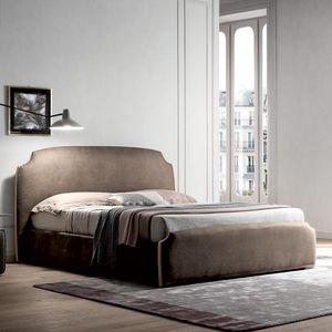 double bed / contemporary / upholstered / with headboard