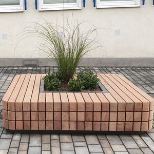 exotic wood public bench