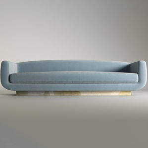 contemporary sofa / velvet / brass / blue