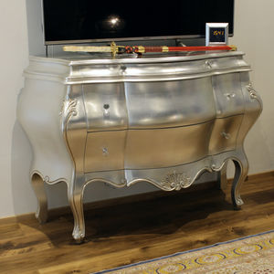 chest of drawers with long legs / New Baroque design / solid wood / glossy lacquered wood
