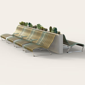 public bench / contemporary / wooden / metal