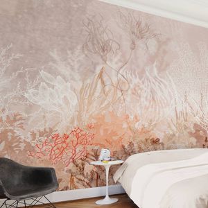 contemporary wallpaper / cellulose fiber / natural fiber / floral pattern
