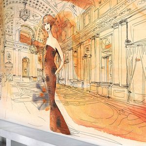 contemporary wallpaper / cellulose fiber / natural fiber / sketch