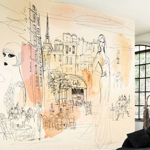 contemporary wallpaper / cellulose fiber / natural fiber / sketch