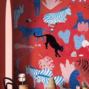 contemporary wallpaper / natural fiber / cellulose fiber / animal motif