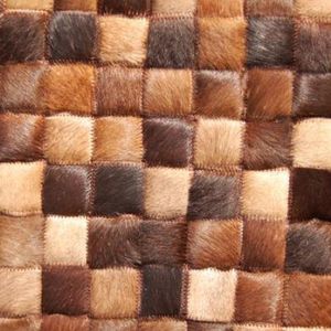 contemporary rug / geometric pattern / cowhide / handmade