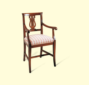 traditional chair / upholstered / with armrests / fabric