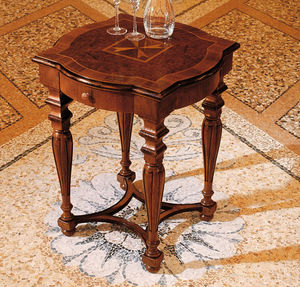 traditional pedestal table / wooden / square / with drawer