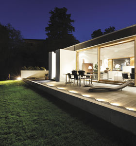 recessed floor light fixture / LED / round / outdoor