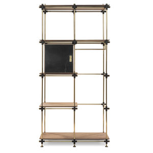 modular shelf / contemporary / walnut / polished brass