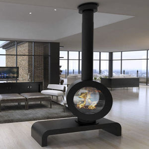 gas fireplace / contemporary / closed hearth / double-sided