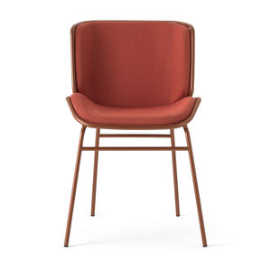 contemporary dining chair / upholstered / velvet / leather