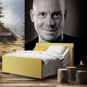 double bed / contemporary / upholstered / with headboard