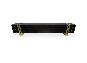 contemporary TV cabinet / wooden / brass / marble