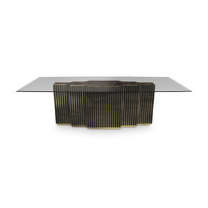 contemporary dining table / lacquered wood / smoked glass / rectangular