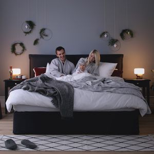 double bed / contemporary / upholstered / with upholstered headboard