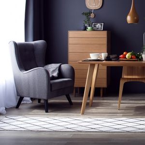 traditional armchair / fabric / wing / gray