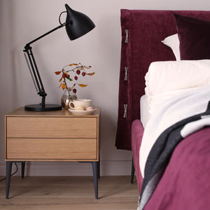 contemporary bedside table / wooden / metal base / rectangular