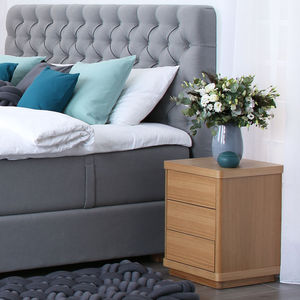 contemporary bedside table / oak / walnut / wooden base