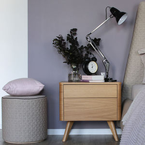contemporary bedside table / oak / walnut / walnut base