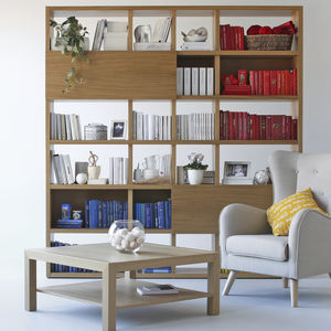 high shelf / contemporary / lacquered wood / oak