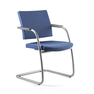 contemporary visitor chair / with armrests / upholstered / metal