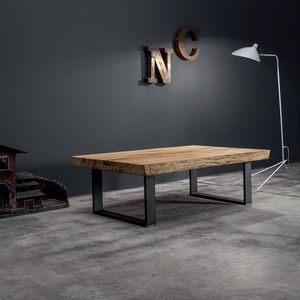 contemporary coffee table / oak / iron / rectangular