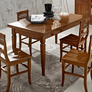 traditional table / solid wood / rectangular / extending