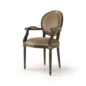 classic chair / upholstered / with armrests / medallion
