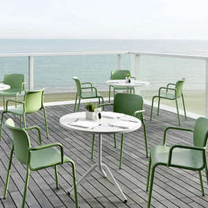 contemporary table / metal / round / square